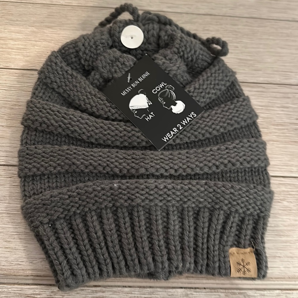 Messy bun beanie
